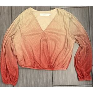 Revolve Astr the Label Pleated Shimmer Surplice Top Raspberry Ombré Size Medium